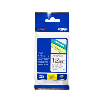Brother - Labele P-touch TZe-231 Standard 12 mm Schwarz auf Weiß
