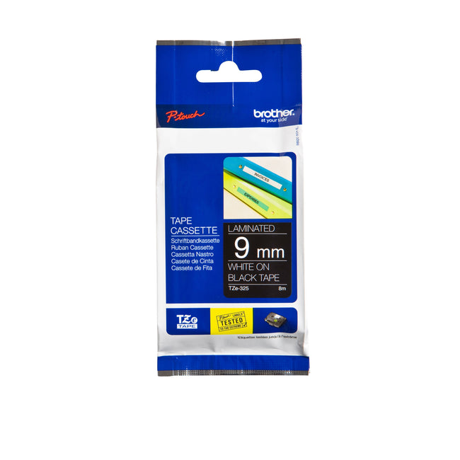Brother - Labele P-touch TZe-325 Standard 9mm Weiß auf Schwarz