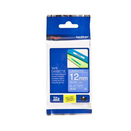 Brother - Labele P-touch TZe-535 Standard 12 mm Weiß auf Blau