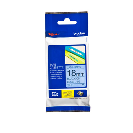 Brother - Labele P-touch TZe-541 Standard 18 mm Schwarz auf Blau