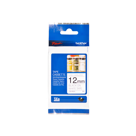 Brother - Labele P-touch TZe-N231 unlaminiert 12 mm schwarz auf weiß | 25 Stück