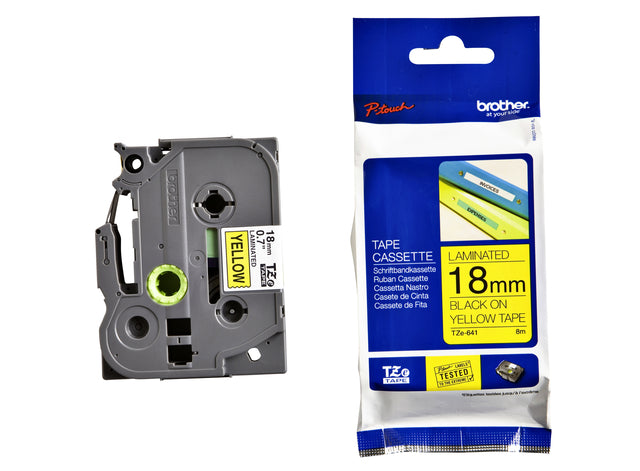Etikett Band Bruder P-Touch Tze-641 18mm schwarzer Op Geel