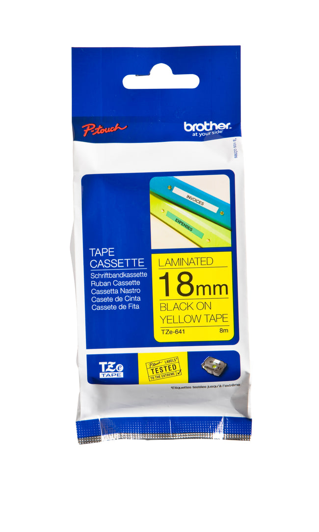 Brother - Labele P-touch TZe-641 Standard 18 mm Schwarz auf Gelb
