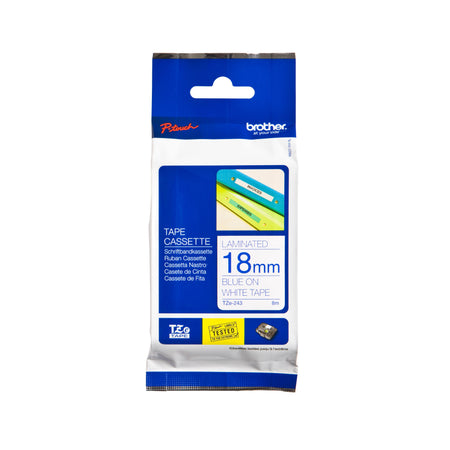 Brother - Labele P-touch TZe-243 Standard 18 mm blau auf weiß