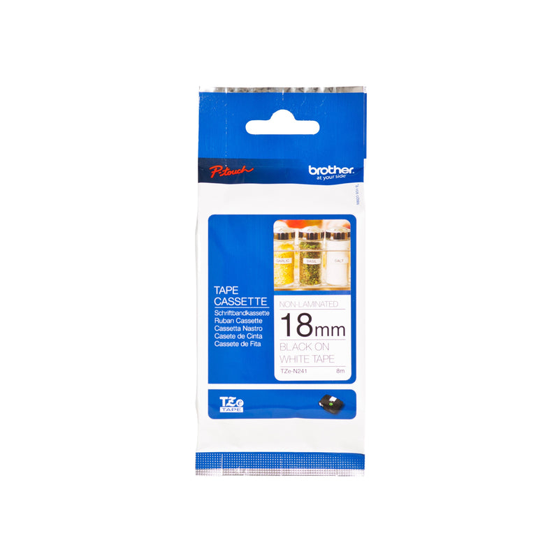 Brother - Labele P-touch TZe-N241 unlaminiert 18 mm Schwarz auf Weiß