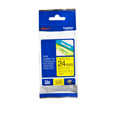 Brother - Labele P-touch TZe-651 Standard 24mm Schwarz auf Gelb | 25 Stück