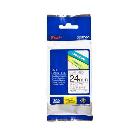Brother - Labele P-touch TZe-151 Standard 24 mm Schwarz auf Transparent