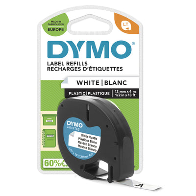 Dymo - Labele LetraTag Kunststoff 12 mm schwarz auf weiß