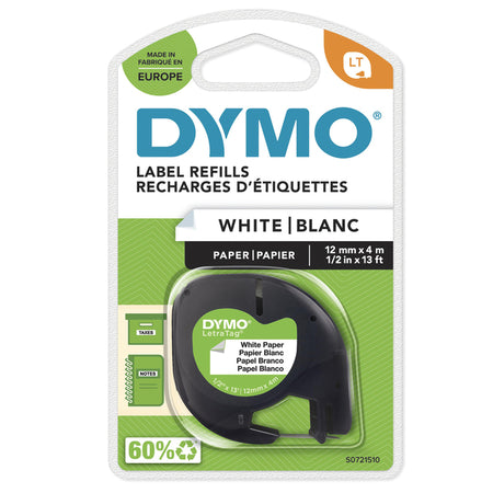 Dymo - Labele LetraTag-Papier 12 mm schwarz auf weiß