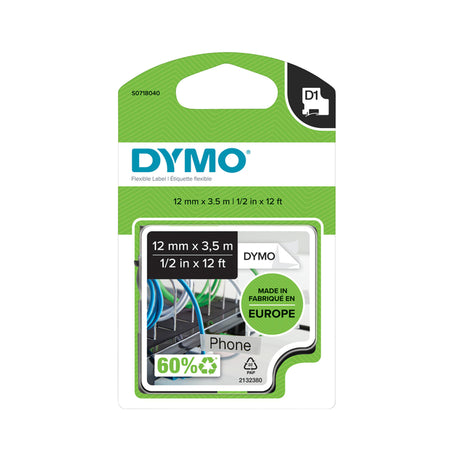 Dymo - Labele LabelManager D1 Nylon 12 mm schwarz auf weiß