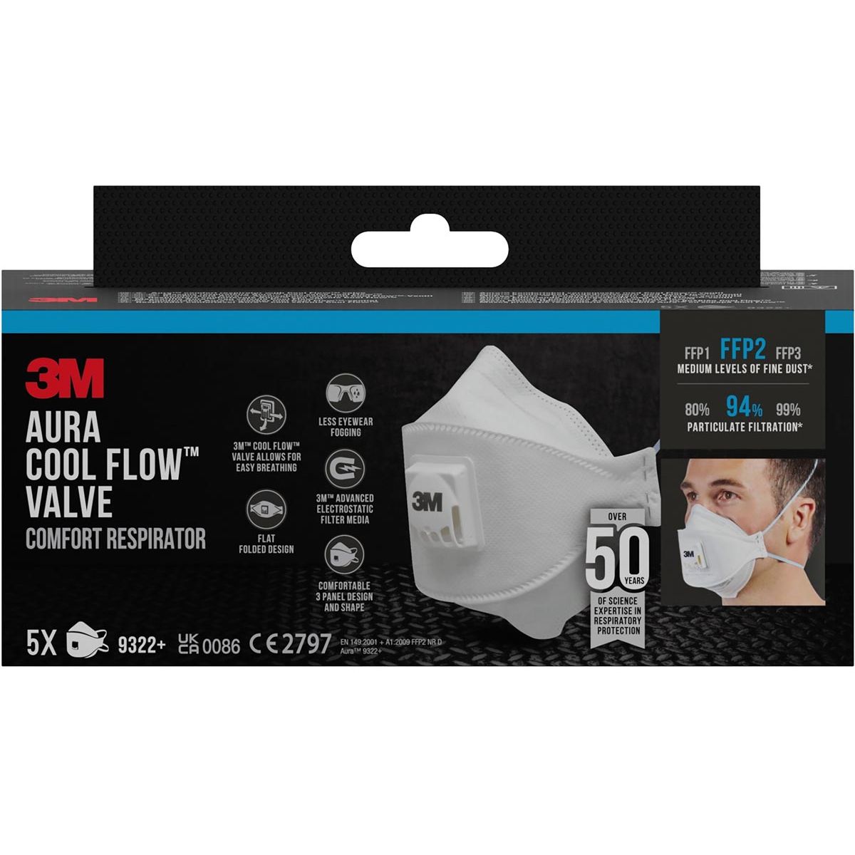 3M - Staubmaske 3m Aura 9322+ FFP2 Ventil 5 Stk