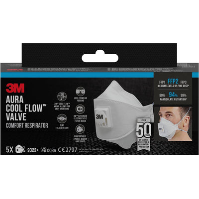 3M - Staubmaske 3m Aura 9322+ FFP2 Ventil 5 Stk