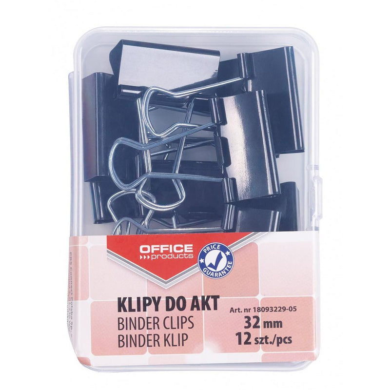 OFFICE products -   foldbackclip, zwart, 32 mm, plastic doos van 12 stuks