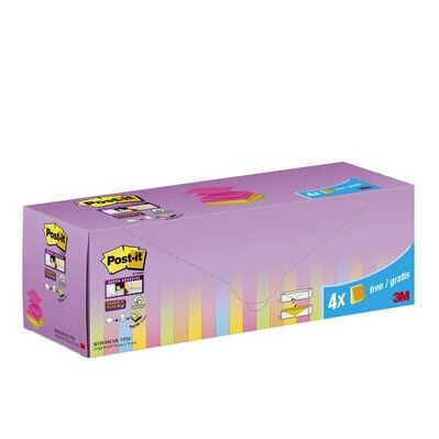 Post-it - Notizblock Z-Note R330 Super Sticky 76x76mm farbig sortiert 20 + 4 gratis