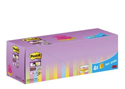 Post-it - Notizblock Z-Note R330 Super Sticky 76x76mm farbig sortiert 20 + 4 gratis