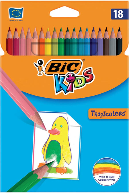 Bic Kids - Kinder-Buntstift Tropicolors, Karton mit 18 Stück