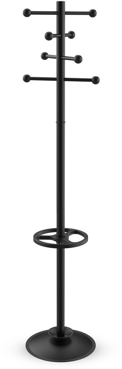 Maul -  kapstok Saphir, uit metaal, hoogte 171 cm, 8 ophanghaken met parapluhouder, zwart RAL9004