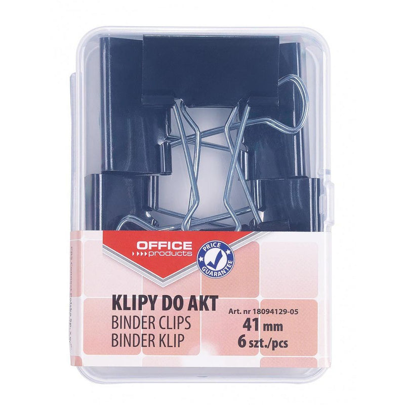 OFFICE products -   foldbackclip, zwart, 41 mm, plastic doos van 6 stuks
