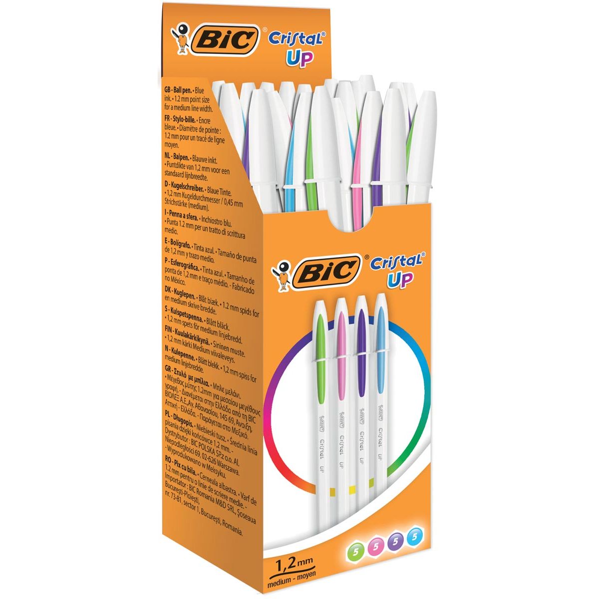 Bic - Kugelschreiber Cristal Up, Schachtel mit 20 Stück in verschiedenen lustigen Farben