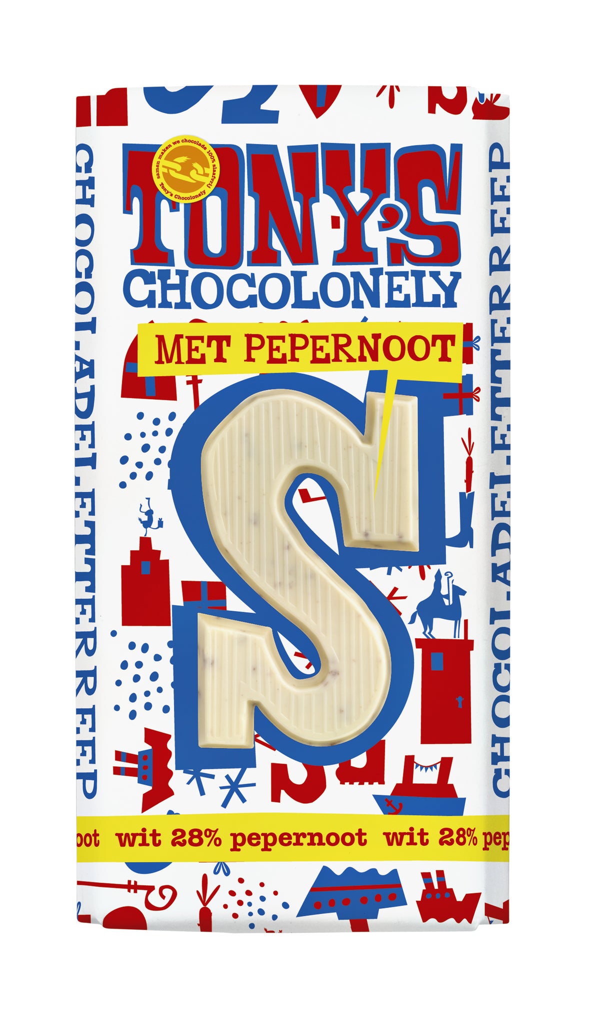 Tony's Chocolonely - Schokoladenbuchstabe weißer Lebkuchen S 180gr | 15 Stück