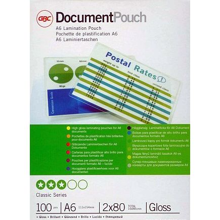 GBC – Laminierfolie für Dokumente, A6, 160 Mikron (2 x 80 Mikron), Packung mit 100 Stück