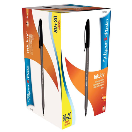 Paper Mate - Kugelschreiber InkJoy 100 mit Kappe, schwarz, Box 80 + 20 gratis