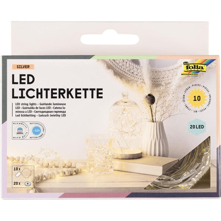 Folia - LED-Lichterkette, 20 LEDs, 2,20 m, batteriebetrieben, 10er Pack