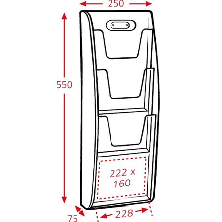 Klika - Prospektwand 3 x A4 BxHxT 250x510x75 mm 3 Stück