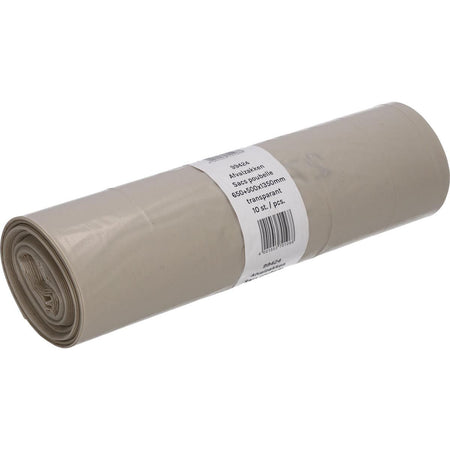 Deiss - Müllsack, ft 65 + 50 x 135 cm, transparent, LDPE, Rolle à 10 Stück