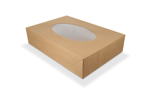 Klika - Catering Boxes Kraft Klein mit Fenster 36x25x8cm Bio | 50 Stück