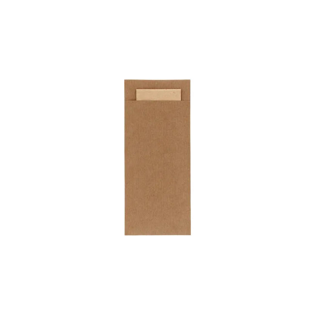 Bestekpochet 80x185mm bruin kraft + naturel servet 600 stuks
