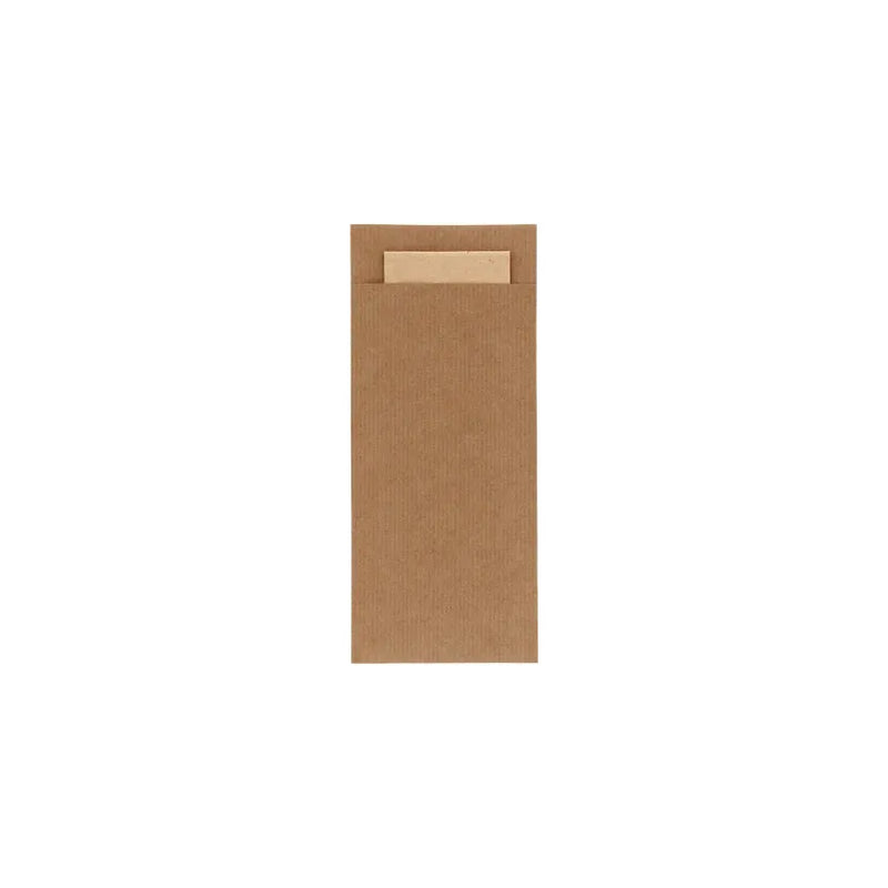 Bestekpochet 80x185mm bruin kraft + naturel servet 600 stuks