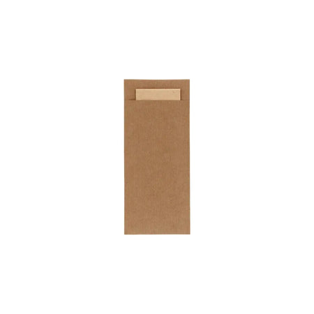 Bestekpochet 80x185mm bruin kraft + naturel servet 600 stuks