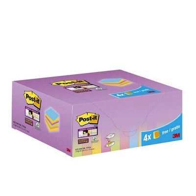 Post-it Super Sticky – Farbige Super-Haftnotizen, 90 Blatt, 47,6 x 47,6 mm, 20 + 4 GRATIS