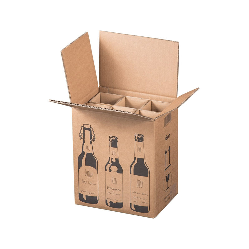 Klika - Flaschenversandkarton für 6 Bierflaschen 255 x 175 x 294 mm | 5 Stück