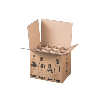 Klika - Flaschenversandkarton für 12 Bierflaschen 355 x 255 x 288 mm | 5 Stück