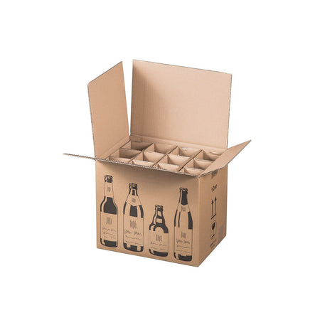 Klika - Flaschenversandkarton für 12 Bierflaschen 355 x 255 x 288 mm | 5 Stück