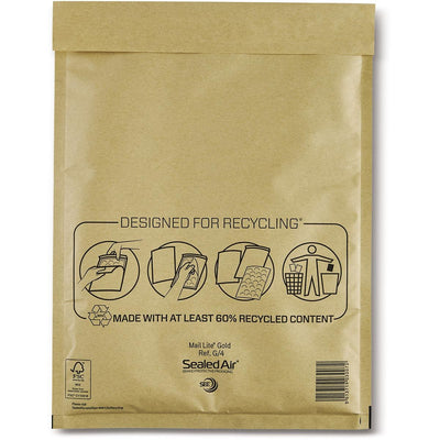 Mail Lite - Luftpolsterumschläge, Gold, G/4, 240 x 330 mm, Karton mit 50 Stück