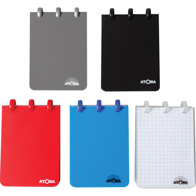 Atoma - Notizbuch ft A7, 120 Seiten, PP, kariert 5 mm, farbig sortiert