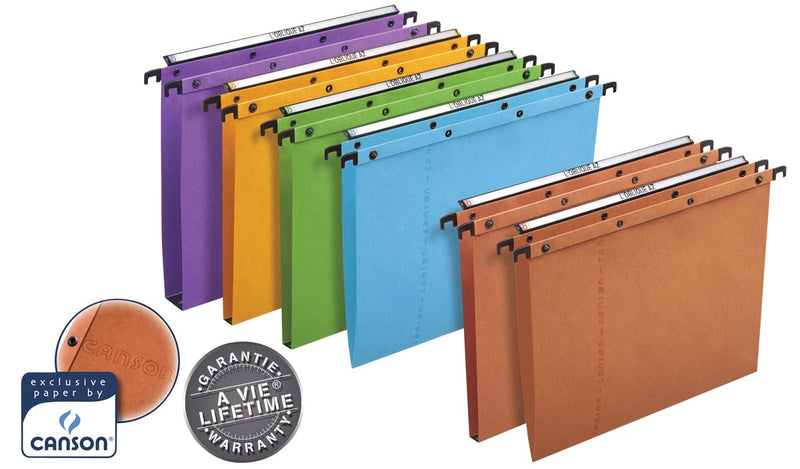 Elba - L'Oblique Hängeregister für Schubladen AZO Abstand 390 mm (Foolscape), V-Boden, orange