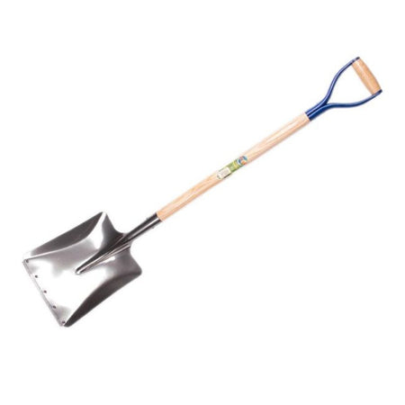 Aluminium-Schotterschaufel mit D-Griff aus Verschleißstreifen und Holz. 85 cm