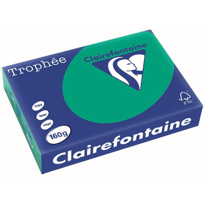 Clairefontaine - Trophée Intens, farbiges Papier, A4, 160 g, 250 Blatt, Kieferngrün