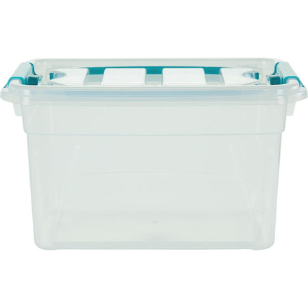 Whitefurze - Carry Box Aufbewahrungsbox 13 Liter, transparent mit blauen Griffen