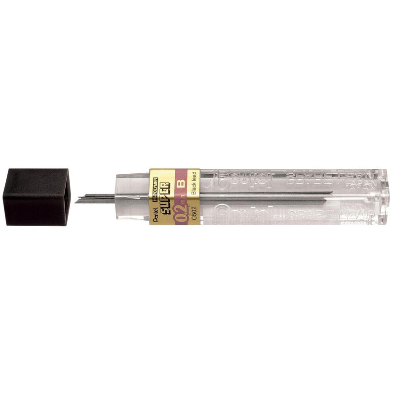 Pentel - Bleistiftminen, 0,2 mm, B, Karton mit 12 Stück