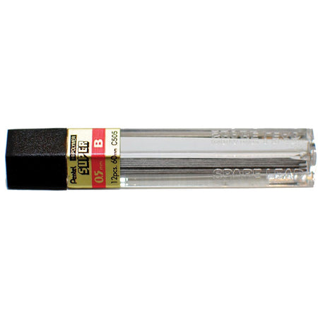 Pentel - Bleistiftminen, 0,5 mm, 2B, Karton mit 12 Stück