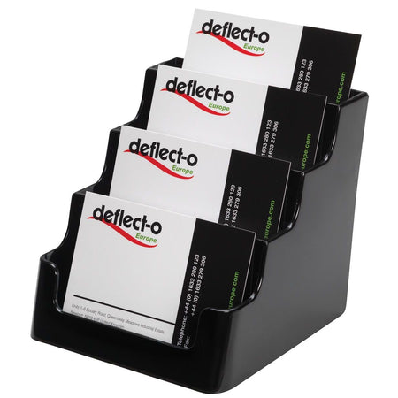 Deflecto - Visitenkartenhalter 4 Ablagefächer, schwarz