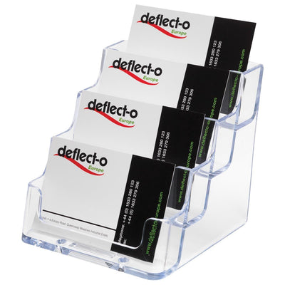 Deflecto - Visitenkartenhalter 4 Ablagefächer, transparent