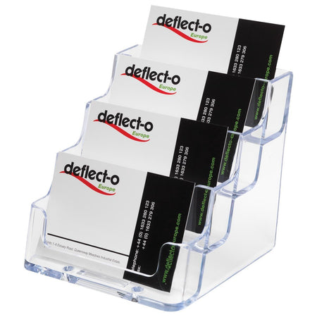 Deflecto - Visitenkartenhalter 4 Ablagefächer, transparent