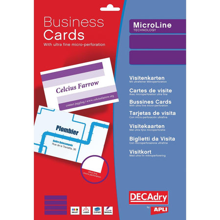 Decadry - Visitenkarten MicroLine ft 85 x 54 mm, 185 g/m², 500 Karten