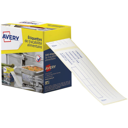 Avery – Lebensmittelkodierungsetiketten, 98 x 40 mm, 1 Rolle mit 300 Abreißetiketten im Spender, Französisch